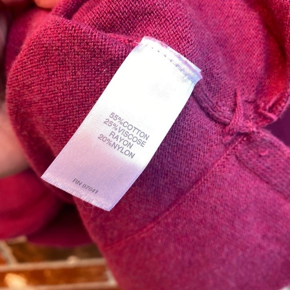 J. Jill Womens Large Oversized Boxy Magenta Pink Knit Sweater Top Front Pockets - Picture 5 of 7